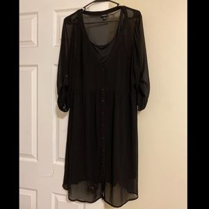 Sheer button up black dress from Torrid